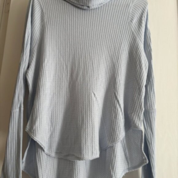 Free People Light Blue Thermal Turtleneck Size P/S - Picture 1 of 6
